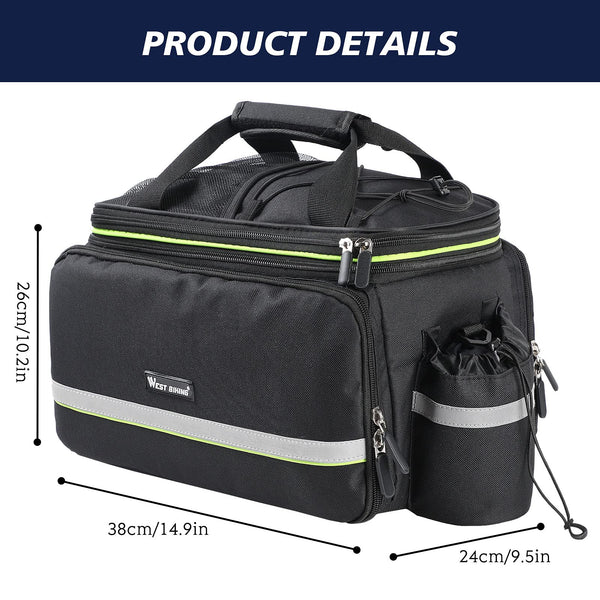 UBORSE Bike Pannier Bag Bike Rear Seat Trunk Bag 35L Waterproof Extended Cycling Storage Bag Pannier Rack for MTB Mountain Bike