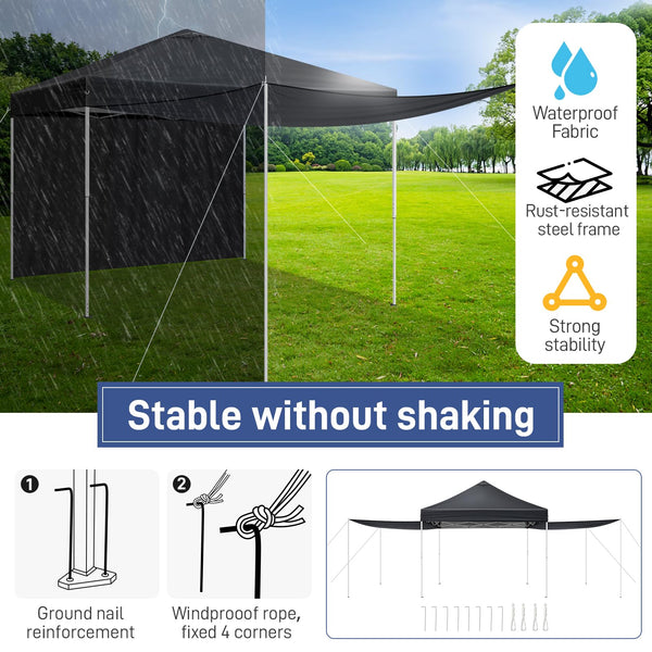 Outopee 3m x 3m Ez Pop Up Canopy Tent with 4 SideWalls, Outdoor Gazebo Portable Instant Canopy for Commercial Events, Party, Backyard BBQ, Camping, Blue