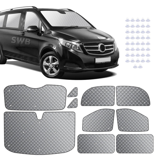 MaxAwe 8Pcs Internal Thermal Blind Set Fits for VW T5/T6 LWB, Luxury Sunshade Wrap Cover Kit, Window Front Screen Cover, Summer Uv Sun Blind & Winter Insulation Cover for VW Campervans & Motorhome
