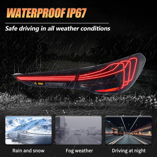 VLAND OLED Rear Lights Compatible With 4 Series G22/G23/G26, M4 G82 G83 2021-2023, Tail Lights Assembly w/Startup dynamic display - Smoked