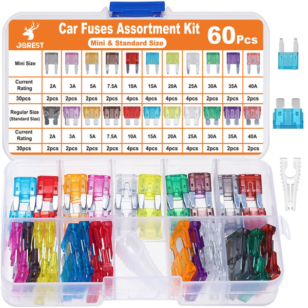 JOREST 300Pcs Car Fuses Assorted Kit, 160 Mini Blade Fuses Automotive + 90 Standard Mixed Fuses + 50 Micro Fuse Set + Fuse Puller – for RV Truck Motorcycle(2Amp 3A 5A 7.5A 10A 15A 20A 25A 30A 35A 40A)