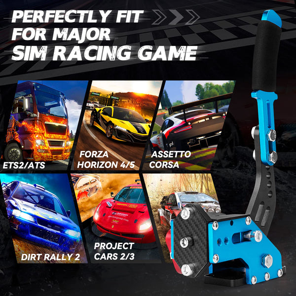 aikeec 64Bit PC USB Handbrake, Upgrade SIM Racing Games Handbrake for LO GITECH G25 G27 G29 T500 T300 THRUST MASTER FANATECOSW DIRT RALLY, 2M Nylon Cable/Reinforced Spring/Red+Clamp