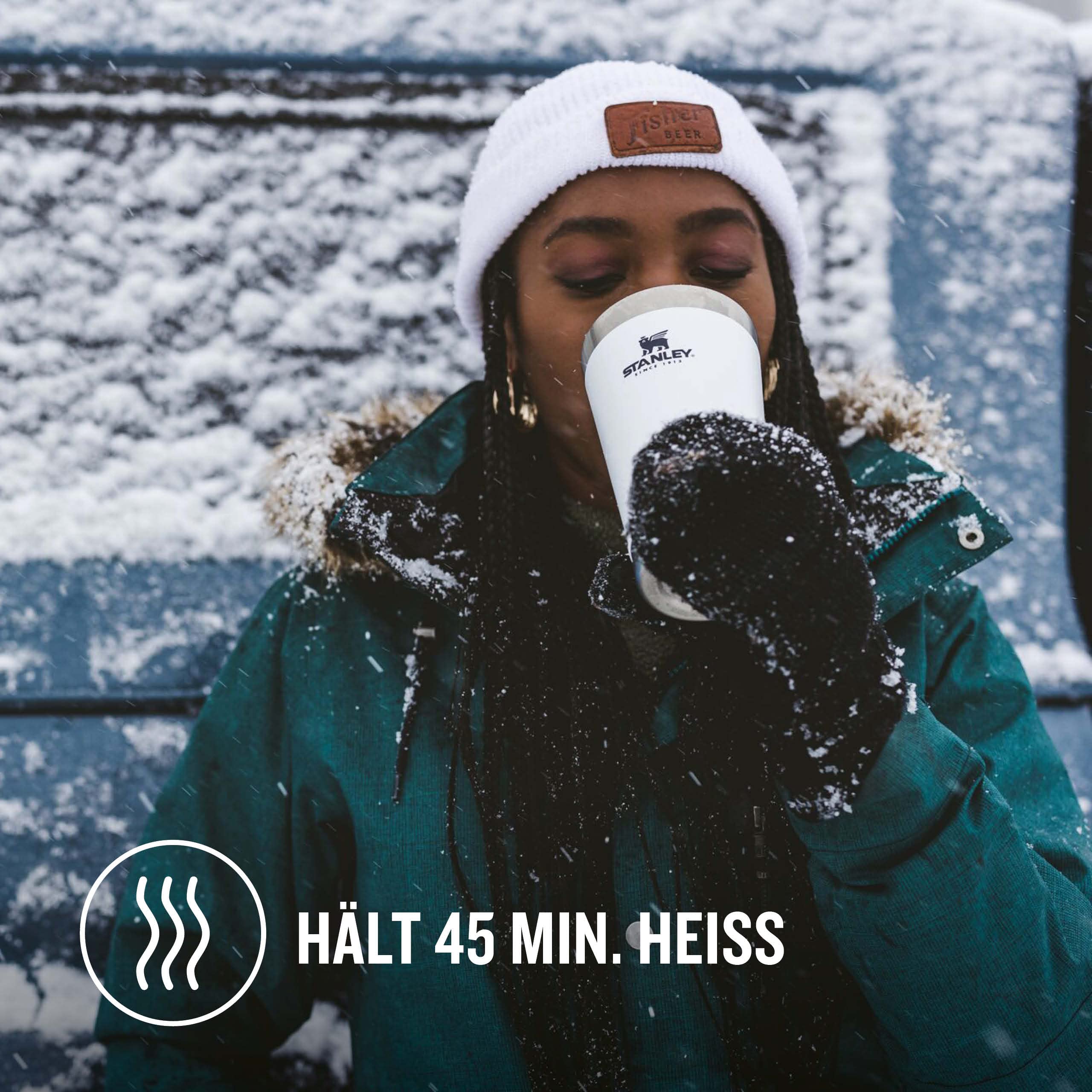 Stanley Adventure Stacking Beer Pint 0.47L - Travel Mug Keeps Drinks Cold For 4 Hours - Stainless Steel Thermal Cup - Stacks Infinitely - Double Wall Vacuum Insulation - Dishwasher Safe - Matte Black