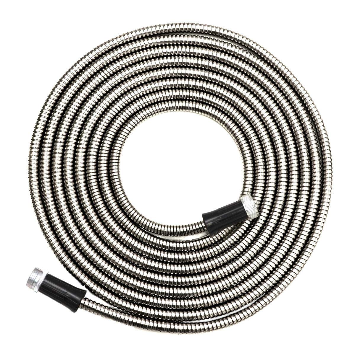 EYEPOWER 7.5m Kink-free Garden Hose 25ft Stainless Steel Water Hose Pipe Flexible Silver