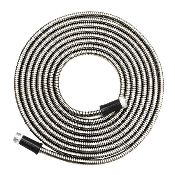 EYEPOWER 7.5m Kink-free Garden Hose 25ft Stainless Steel Water Hose Pipe Flexible Silver