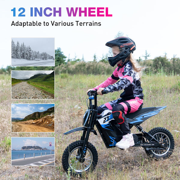 RCB R9X Electric Motorcycle Kids, 12 inch Pneumatic Tires, Ride On Electric Motorcycle with Powerful Motor, 3 Speed Modes 8/12/25KMH, Range 15KM, Moto Crossbike Kids from 3-12years
