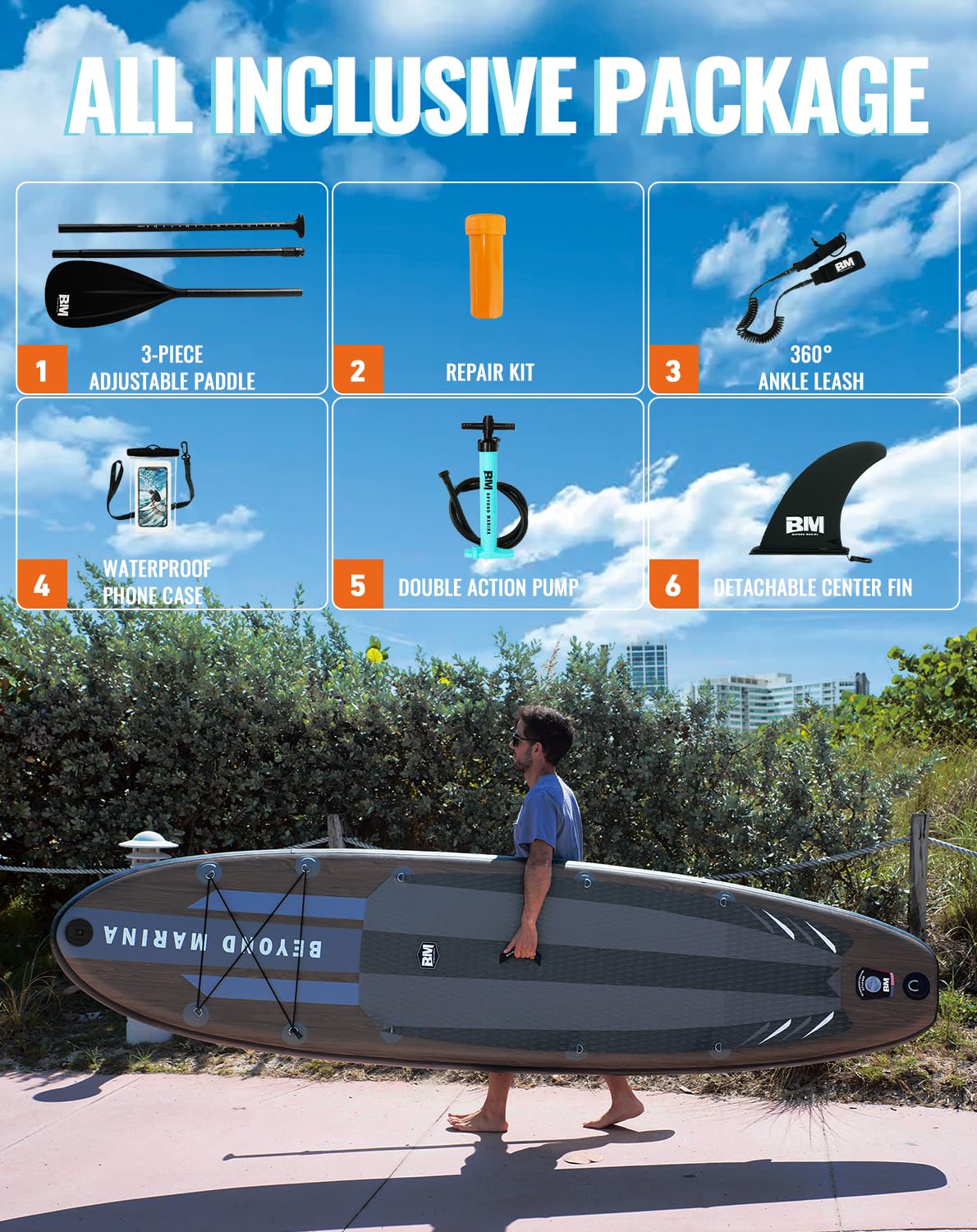 BEYOND MARINA Paddle Board, Inflatable Stand Up paddle boards for adults & Youth, Featherlight sup Board with Premium ISUP Board Accessories, 10'6''x32''x6'',