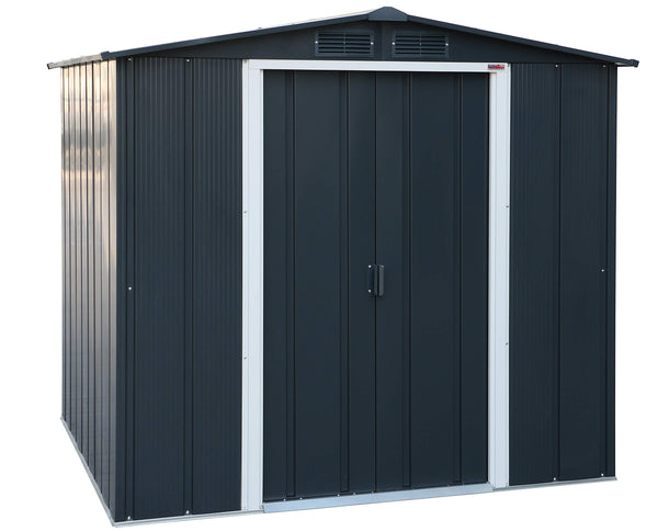 Duramax ECO 8 x 8 (6.35 m2) Metal Garden Storage Shed, Hot-Dipped Galvanized Metal Garden Shed, Tool Storage Shed, Strong Reinforced Roof Structure, Maintenance-Free Metal Shed, Anthracite