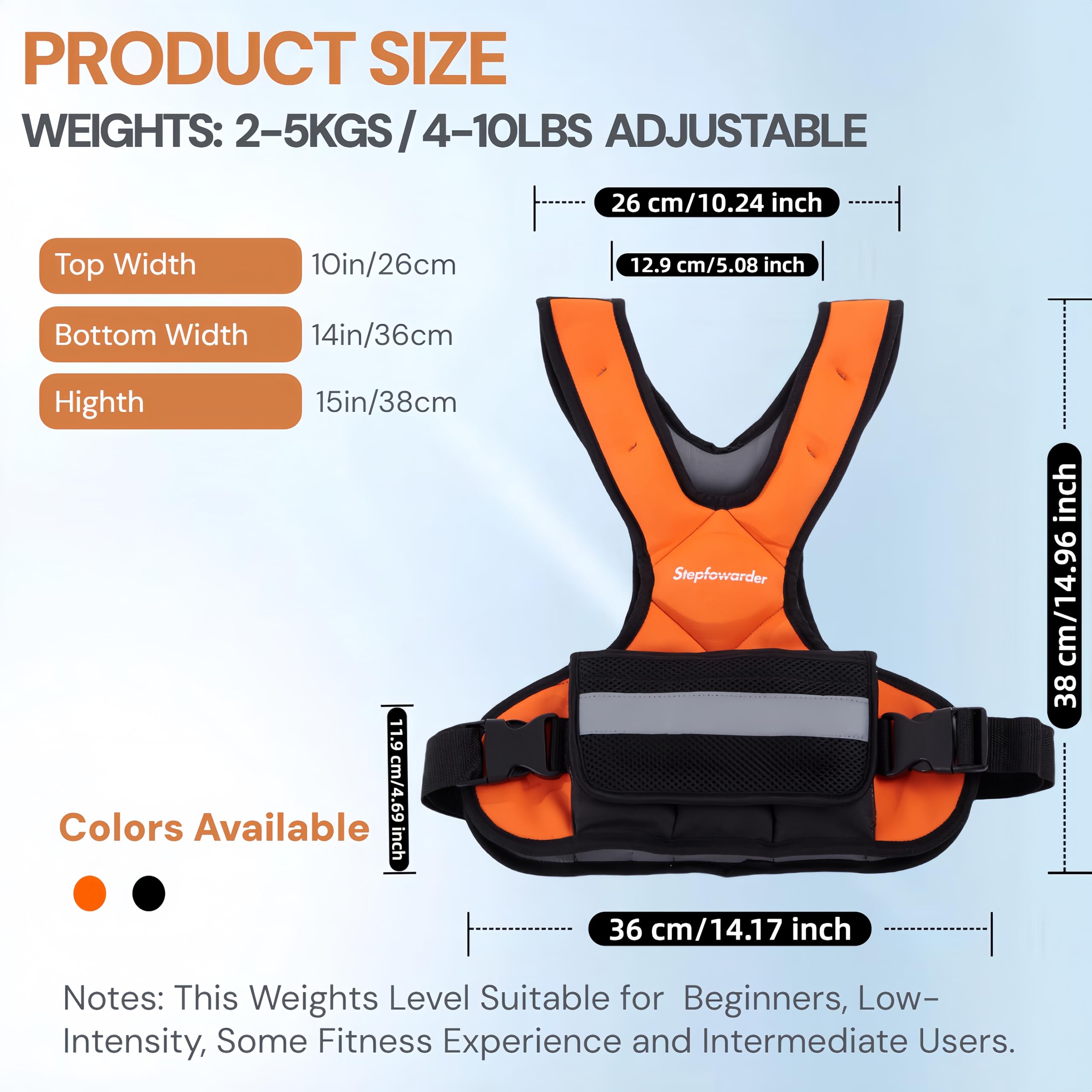 Stepfowarder Weighted Vest for Women Men Kids, X-Style Strength Weight Vest Adjustable 2 to 5kg with Reflective Stripes, Suitable for Running, Body