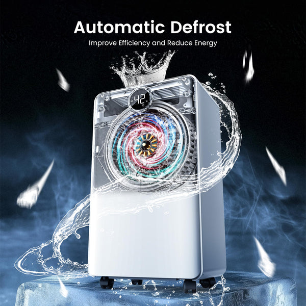 CHIVALZ 12L/24H Dehumidifiers for Home, Bedroom & Bathroom with 3 Modes, LED Display and 24H Timer, Interior Dehumidifier with Automatic Defrosting, 2L Water Tank & Drainage Hose (White, 1Pack)