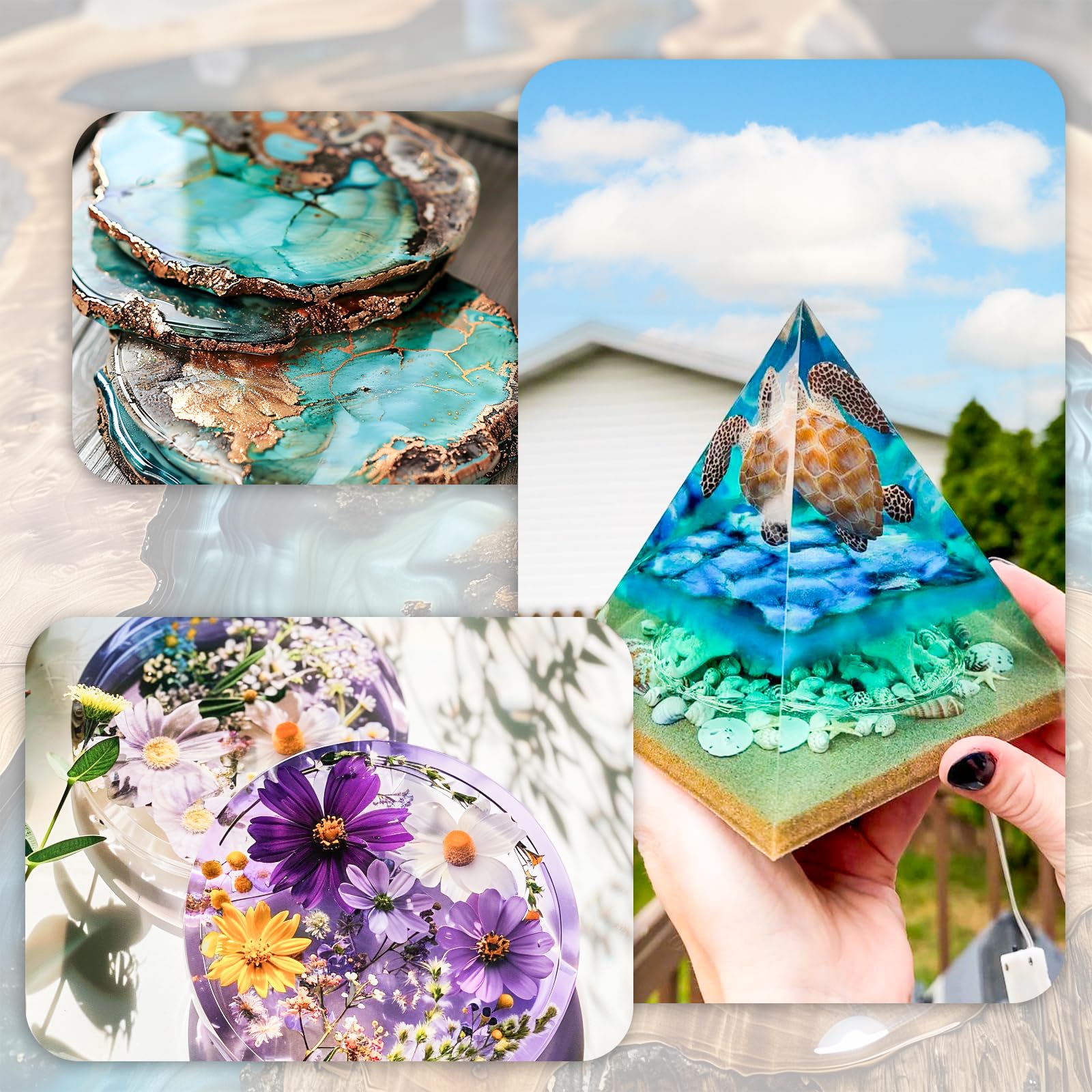 FansArriche Epoxy Resin, 128 oz/3780 ml Resin 1:1 Ratio, Transparent, Crystal Clear Resin Coating