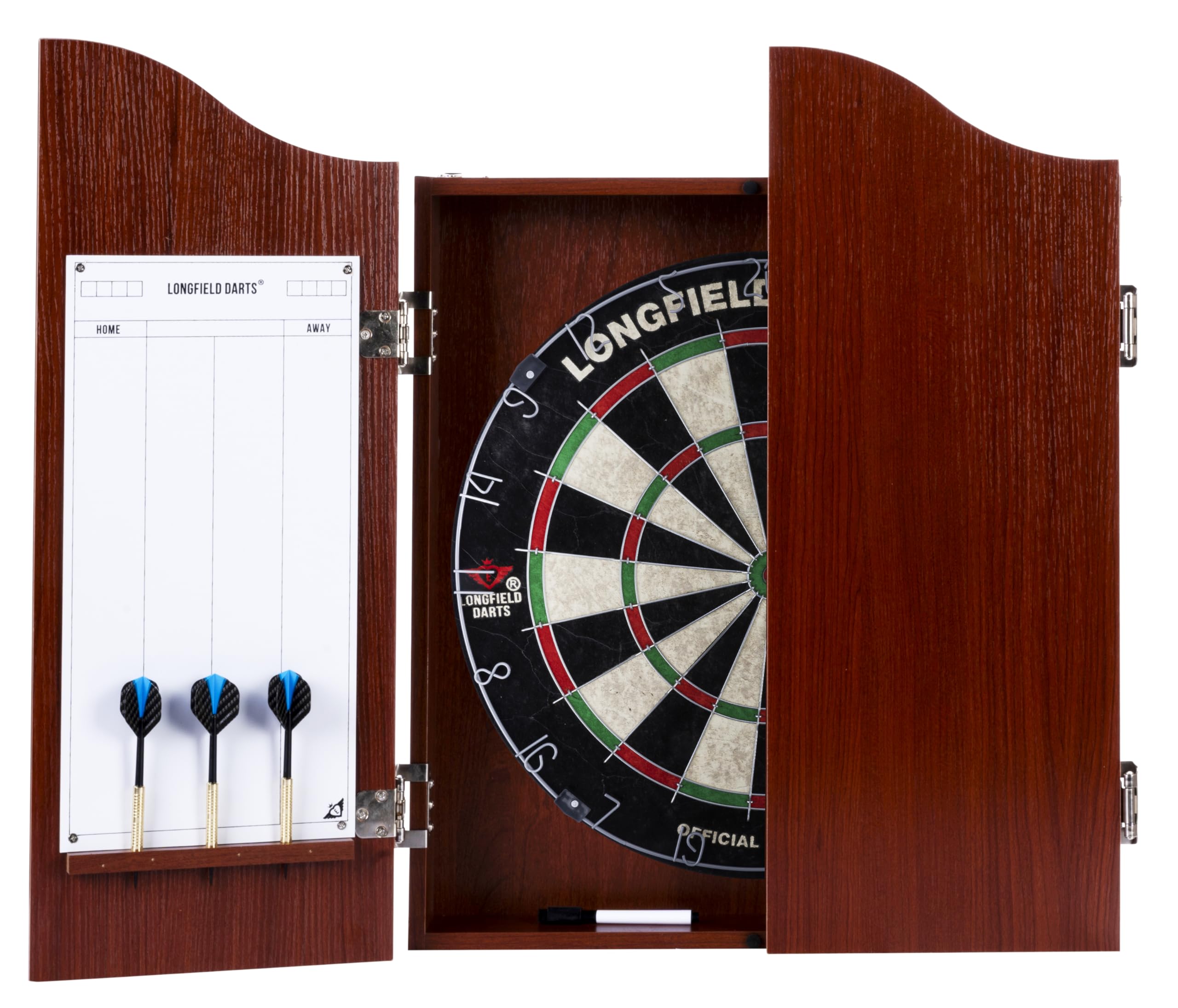 Engelhart - 065017 - Wooden Dart Cabinet + Sisal Dartboard + 2 Sets of 18 g Darts (Oak)