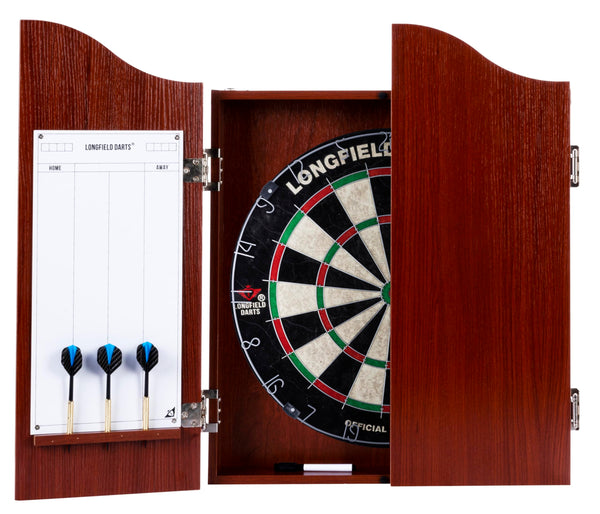 Engelhart - 065017 - Wooden Dart Cabinet + Sisal Dartboard + 2 Sets of 18 g Darts (Oak)