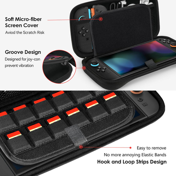 ivoler Carry Case for Nintendo Switch 2 (2025 Model) – Protective Portable Hard Shell Pouch Carrying Travel Game Bag – Black