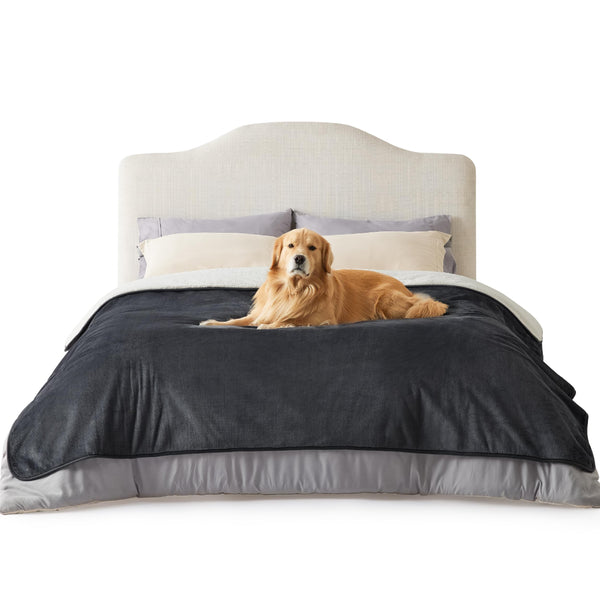 Lesure Waterproof Fleece Blanket Washable - 152x203cm Ultra Soft Grey Dog Blanket Over Sofa Bed Garden, Twin/Double Throw with Soft Plush, Fit All Season