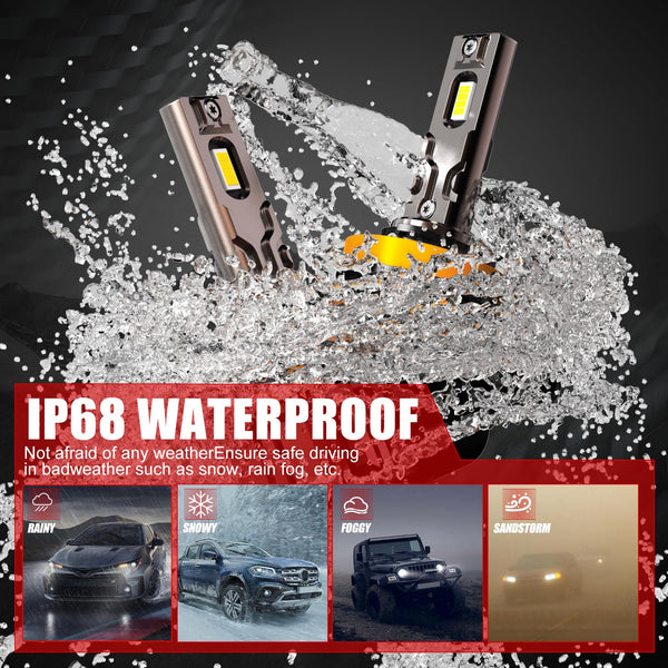 WAIXINGREN H4 Led Headlight Bulbs, 6500K Cool White, 60W 26000LM H4 Headlight Bulbs led with Fan, No Adapter Required, Plug and Play Easy Installation, Pack of 2 (H4/9003/HB2)