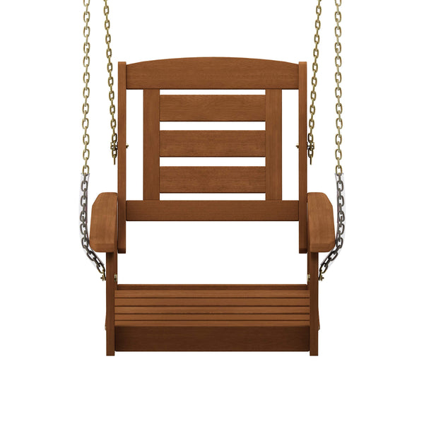 Furinno Tioman Hardwood Hanging Porch Swing with Stand in Teak Oil, Natural