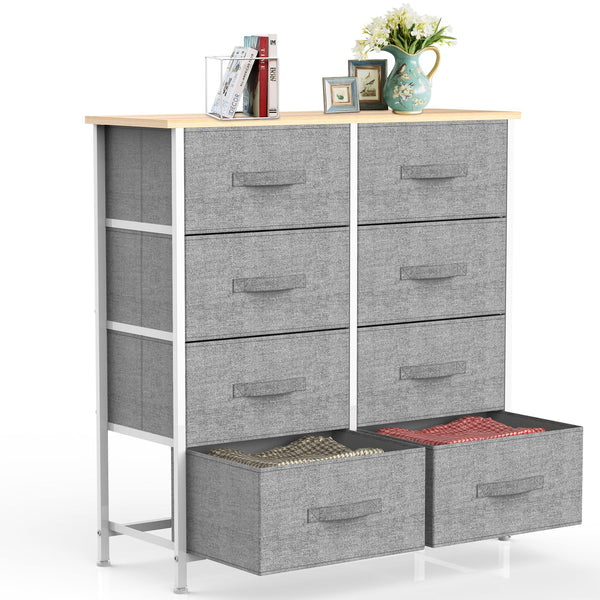 IMURZ Chest of Drawers,Fabric Storage Drawers wtih 8 Units Large Storage Space,Sturdy Steel Frame Chest of Drawers Bedroom for Living Room, Hallway