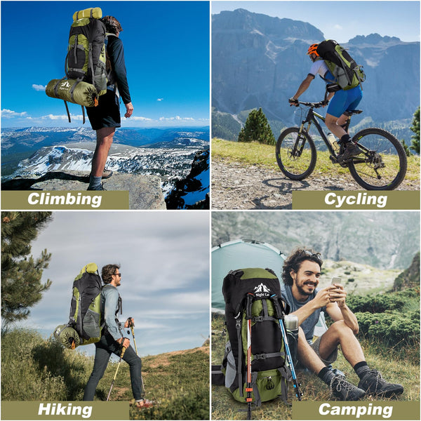 Night Cat Hiking Backpack Rucksack Bag 70L 90L Large For Men Travel Trekking Camping Climbing Cycling With Rain Cover Waterproof Lightweight