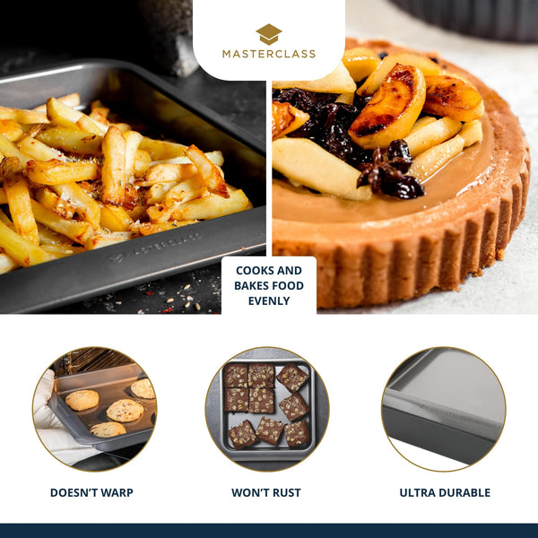 MasterClass Smart Space Non Stick Bakeware/Baking Set, Carbon steel, Grey, 7 Pieces