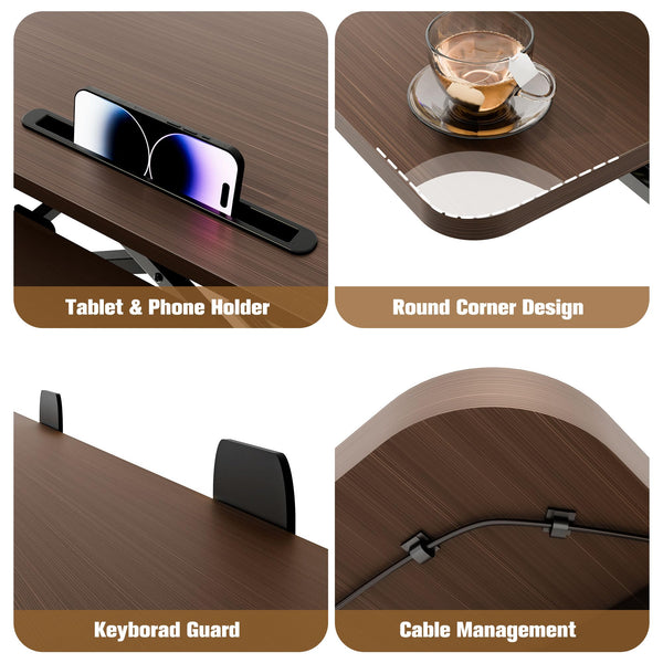 ERGOMAKER Height Adjustable Standing Desk Converter - 101cm (40 Inch) Wide Platform Tabletop Workstation - Quick Sit to Stand Desk Riser for Dual Monitors White