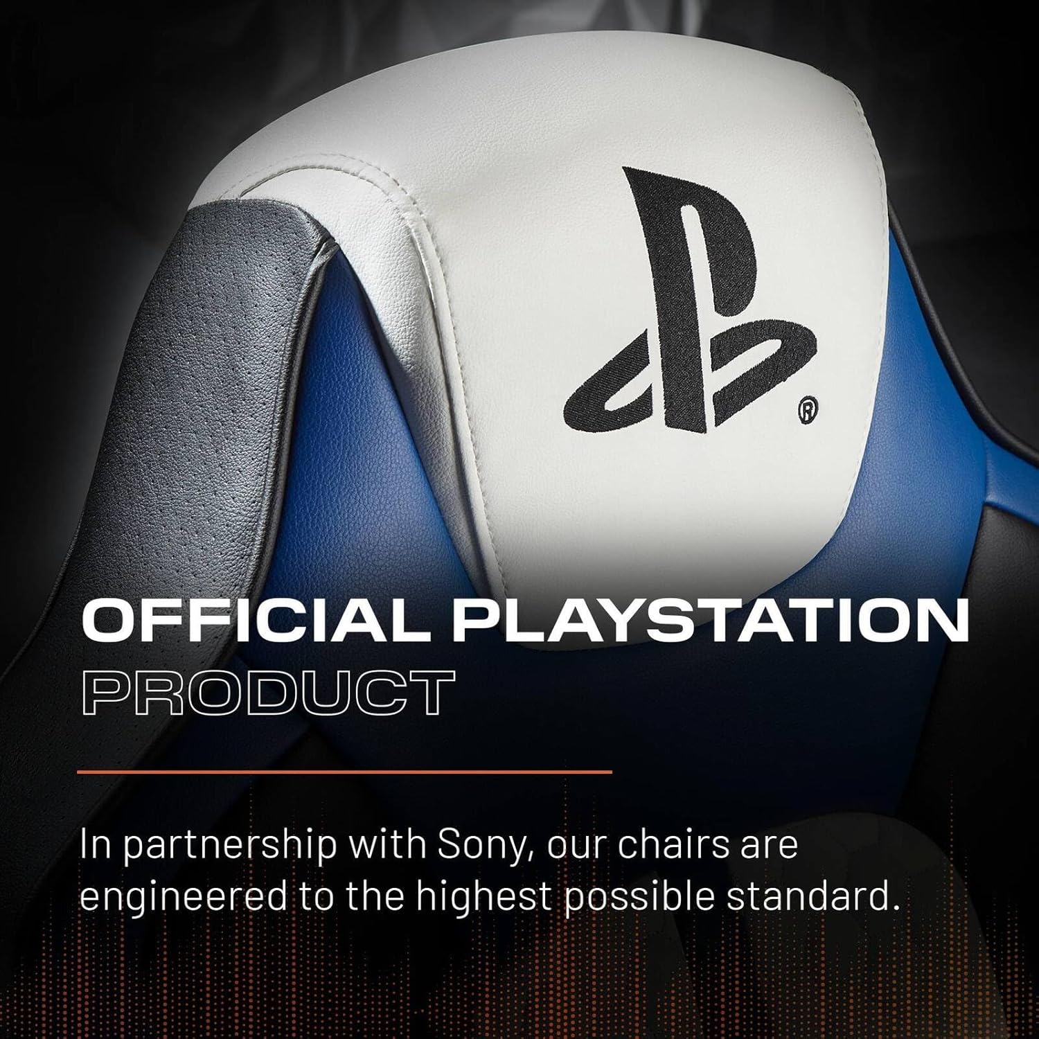 X ROCKER Playstation Legend 2.1 Audio Gaming Chair with Speakers, Wireless Bluetooth Audio Console Gaming Seat, Sound activated Vibration, Official Playstation for PS5 PS4 PC Mobile - WHITE BLUE BLACK