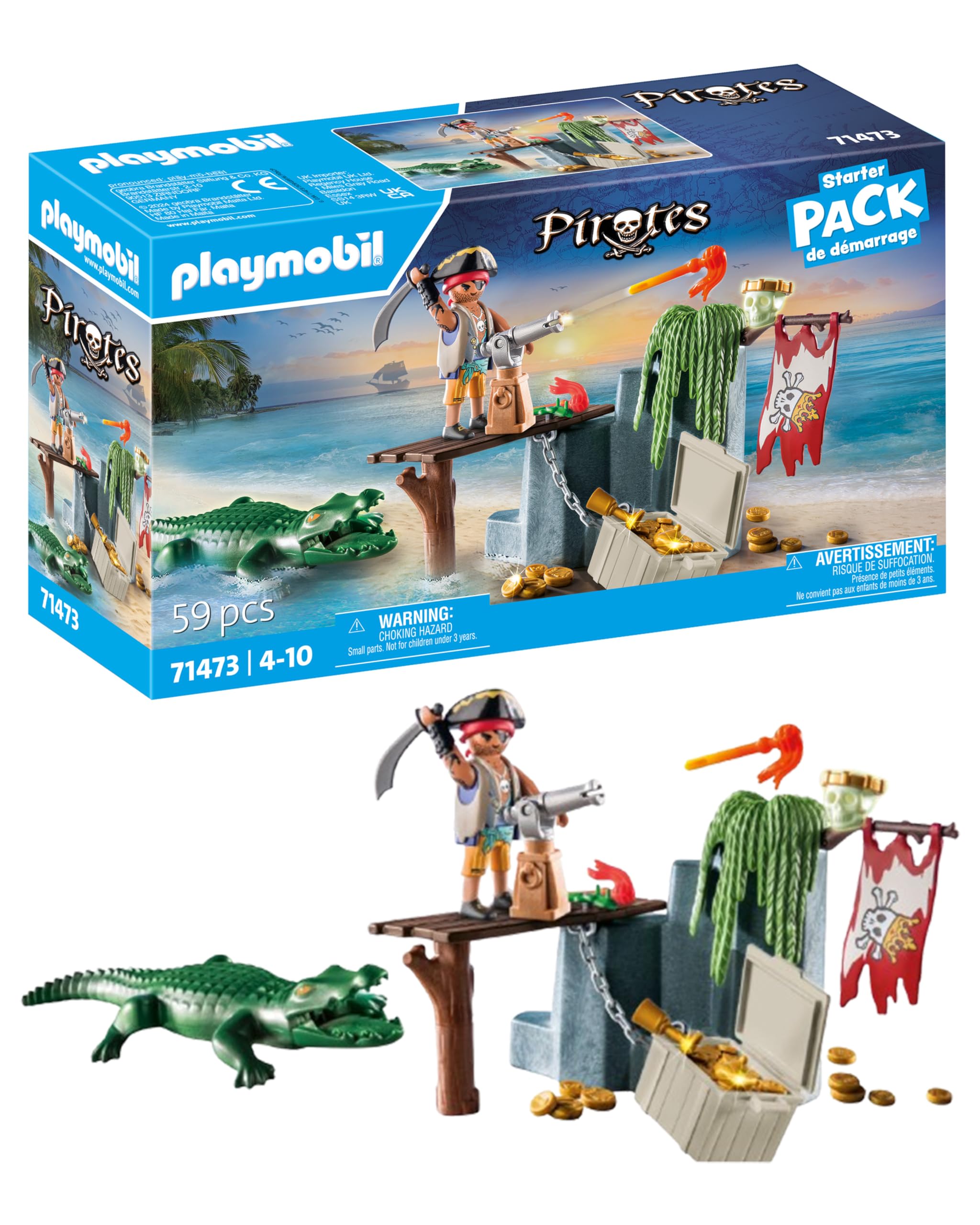 Playmobil 71418 Pirates: Small Pirate Vessel, exciting adventures on the high seas, complete with extensive accessories, fun imaginative role-play, playsets suitable for children ages 4+