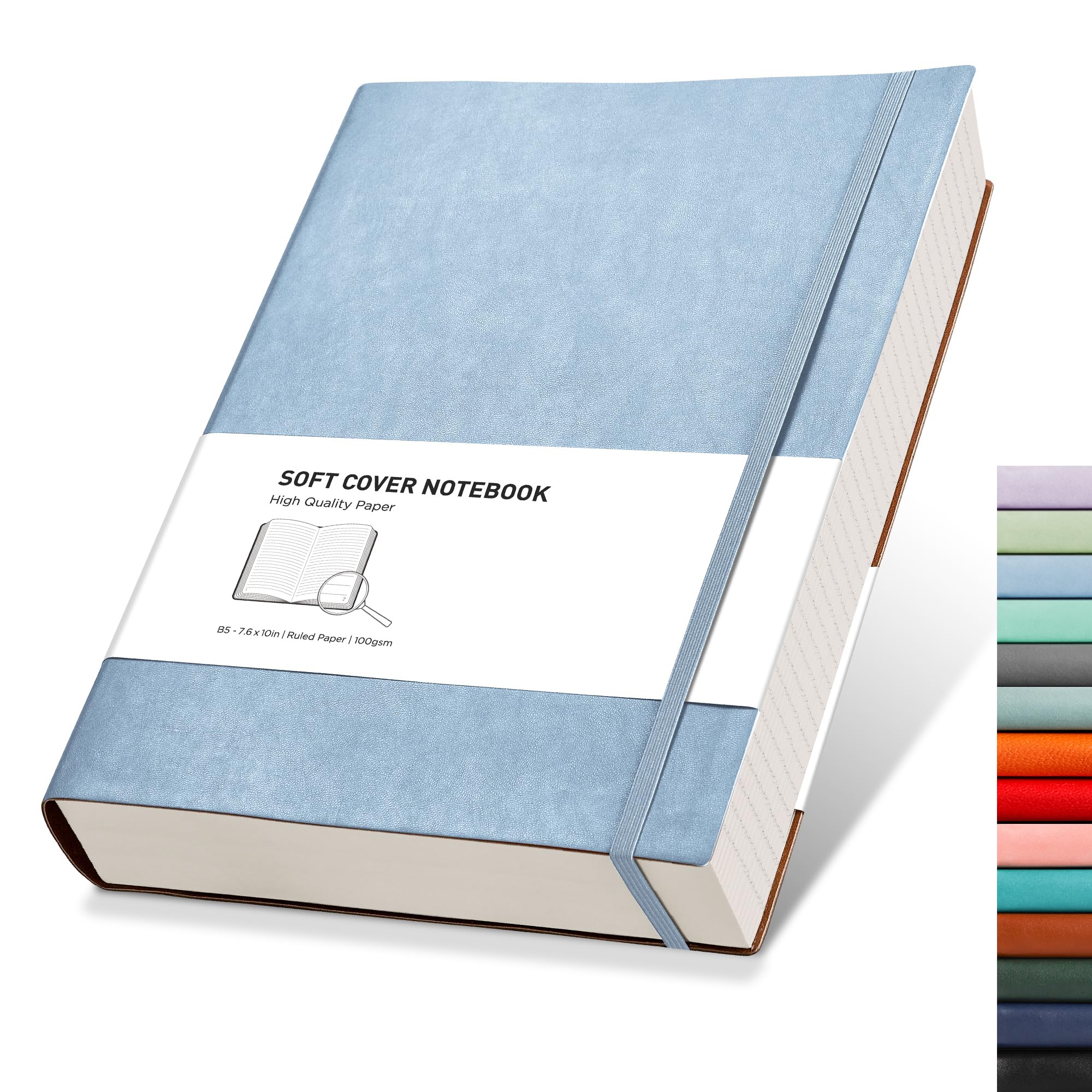 RETTACY Lined Journal Notebook - A5 Note Book Hardcover Thick Notepad 320 Numbered Pages for Writing,100gsm Lined Paper, Leather Hardcover, for Women Men Work Office School,14.5 x 21cm - Black