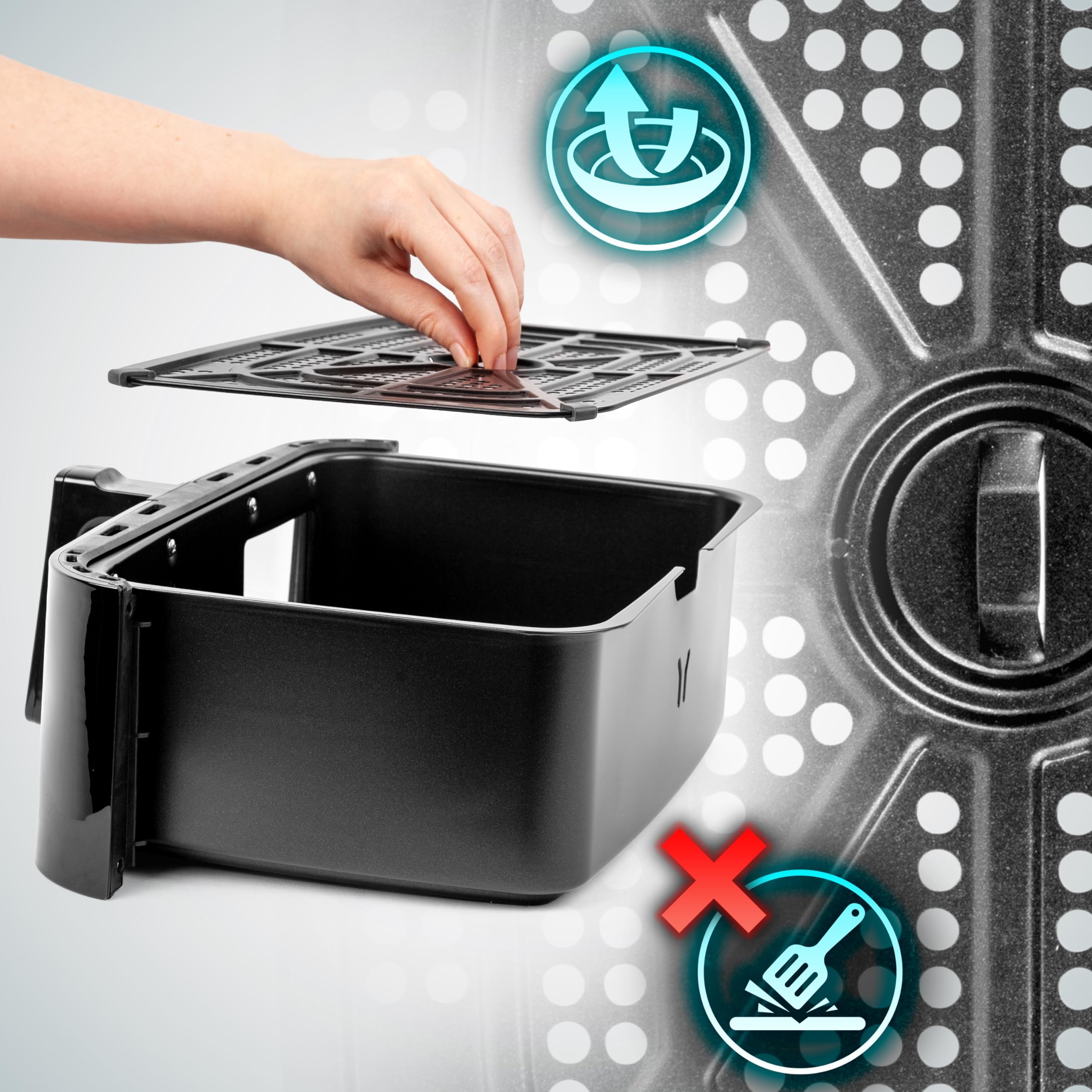 Duronic Large Drawer AFD1 | LARGE DRAWER ONLY | 10L Drawer Specifically for the Duronic AF24 Air Fryer, One Big Sync Cook Cooking Tray for Dual Zone