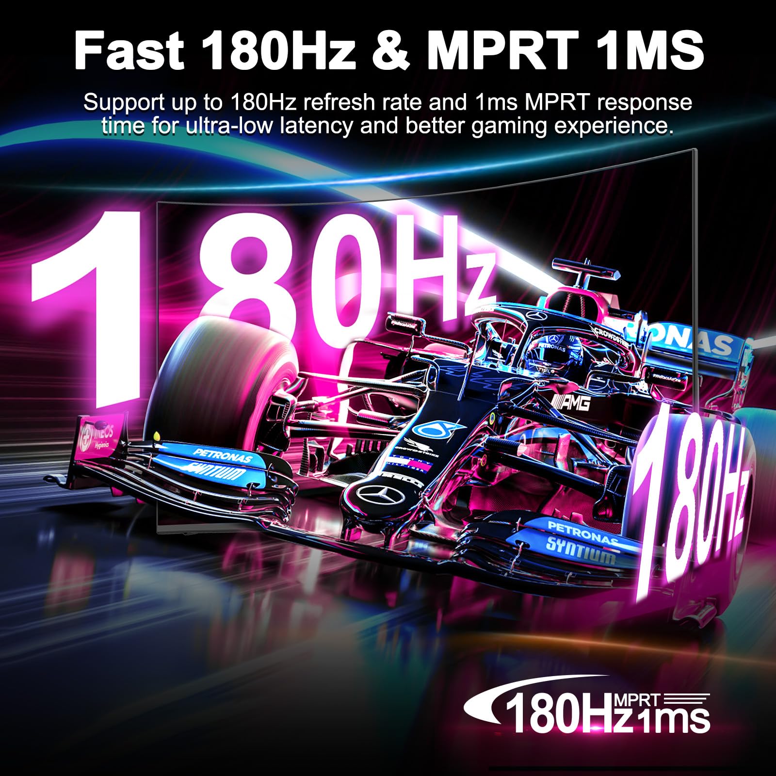 Minifire 27 Inch Gaming Monitor, 180Hz, Curved Gaming Monitor, Built in Speaker, Crosshair, 1Ms, sRGB130%, FHD 1080P Computer Screen, VESA Compatible, Eye Care Adaptive Sync HDMI＆DP Prots （MFG27C1 ）