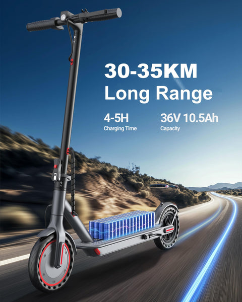 Electric Scooter, Electric Scooter Adult 350W with 25-35KM Range, Max Speed 25KM/H, 8.5" Solid Tire, Double Braking System for Adults and Teens