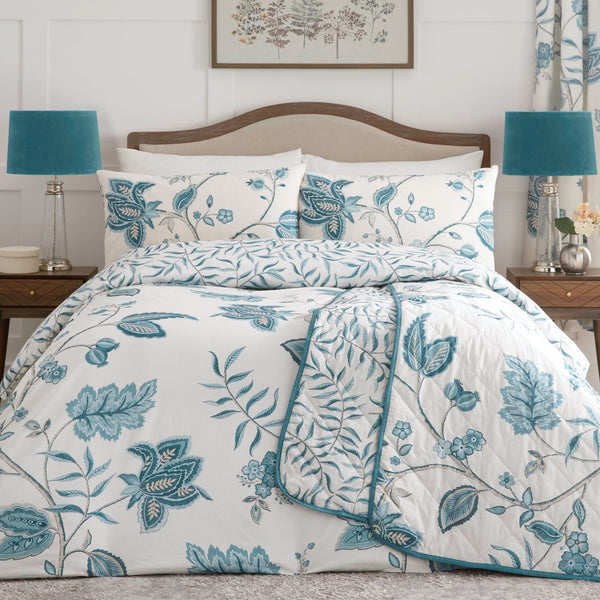 Dreams & Drapes Design - Samira - Reversible Duvet Cover Set - Super-King Bed Size in Teal