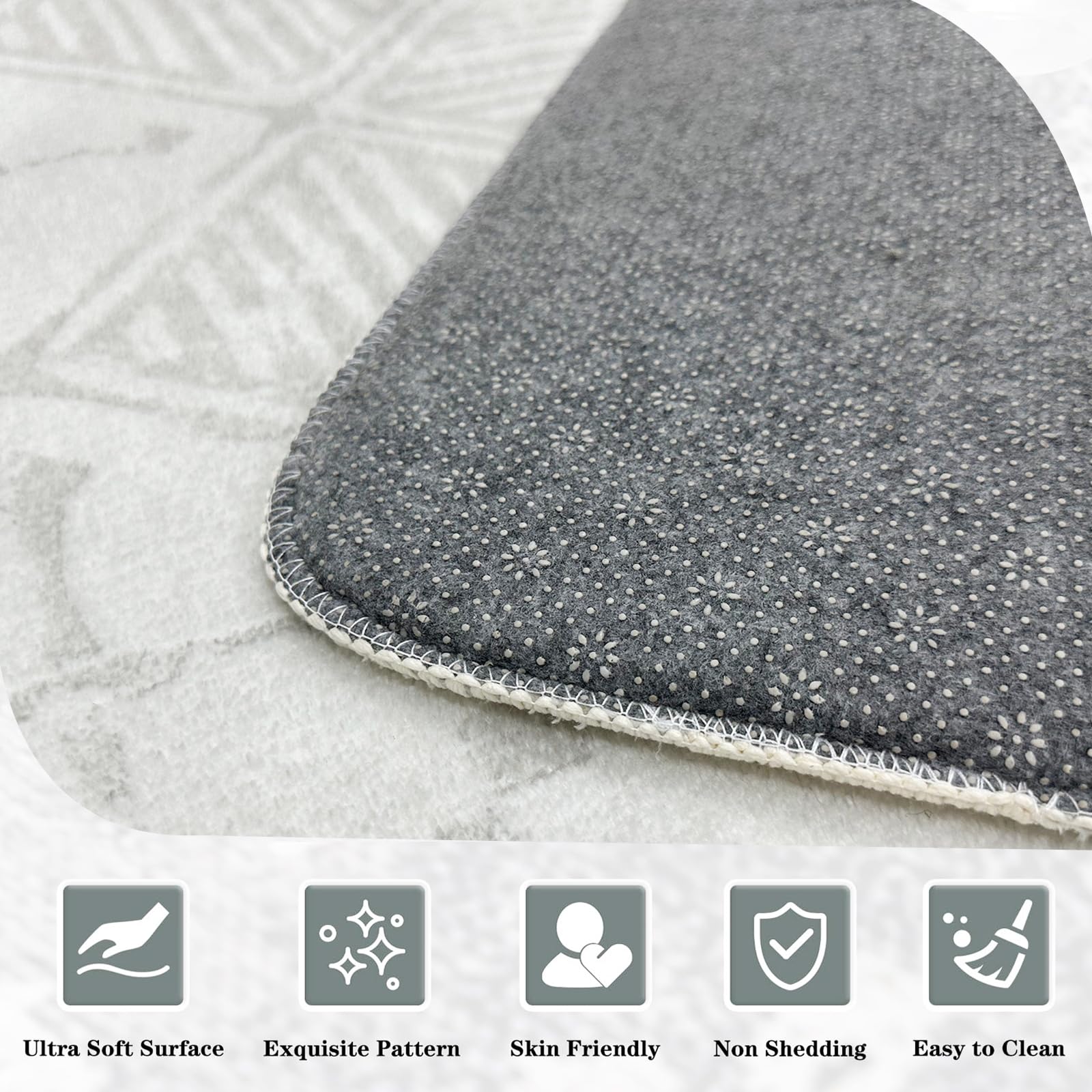 Leesentec Rugs Living Room Extra Large Rug 200x300cm Cream Grey White Abstract Modern Geometrical Short Pile Rugs Easy Care Soft Non-slip Carpet