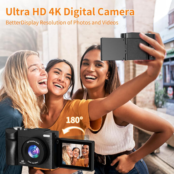 Digital Camera,UHD Autofocus Vlogging Camera with 16X Digital Zoom,2.8 Inch 180° Flip Screen Photo Camera with 32GB SD Card for Teenagers, Beginners,Adults