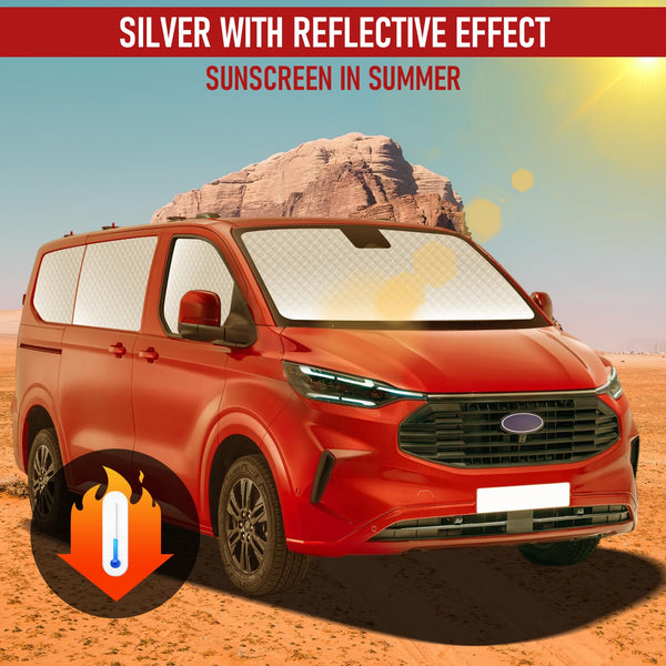 MaxAwe 8Pcs Internal Thermal Blind Set Fits for VW T5/T6 LWB, Luxury Sunshade Wrap Cover Kit, Window Front Screen Cover, Summer Uv Sun Blind & Winter Insulation Cover for VW Campervans & Motorhome