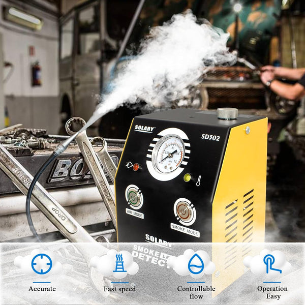 SOLARY Auto EVAP Smoke Machine with Pressure Indicator for Leak Detection - DC12V, Yellow