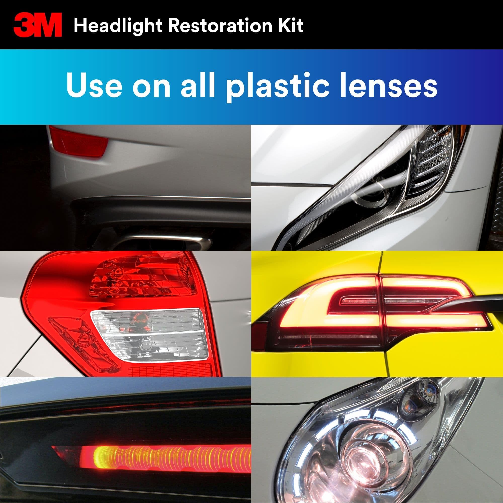 3M 39073 Headlight Lens Restoration Kit to Restore Dull/Faded/Discoloured Headlights For Car, 1 Pack, Smoke