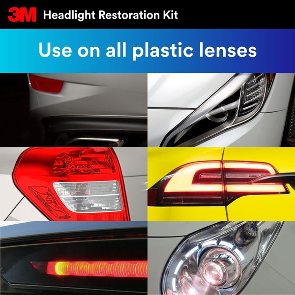 3M 39073 Headlight Lens Restoration Kit to Restore Dull/Faded/Discoloured Headlights For Car, 1 Pack, Smoke