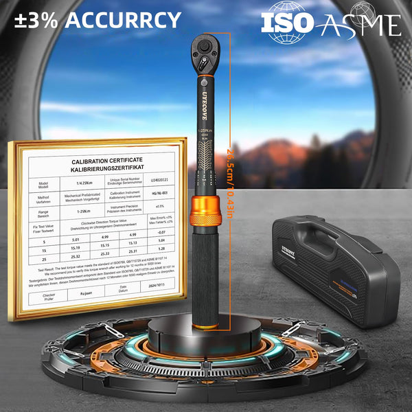 Torque Wrench 1/4 Bike Torque Wrench 1-25nm Torque Wrench Set 63ps with 100mm Extension bar and Socket