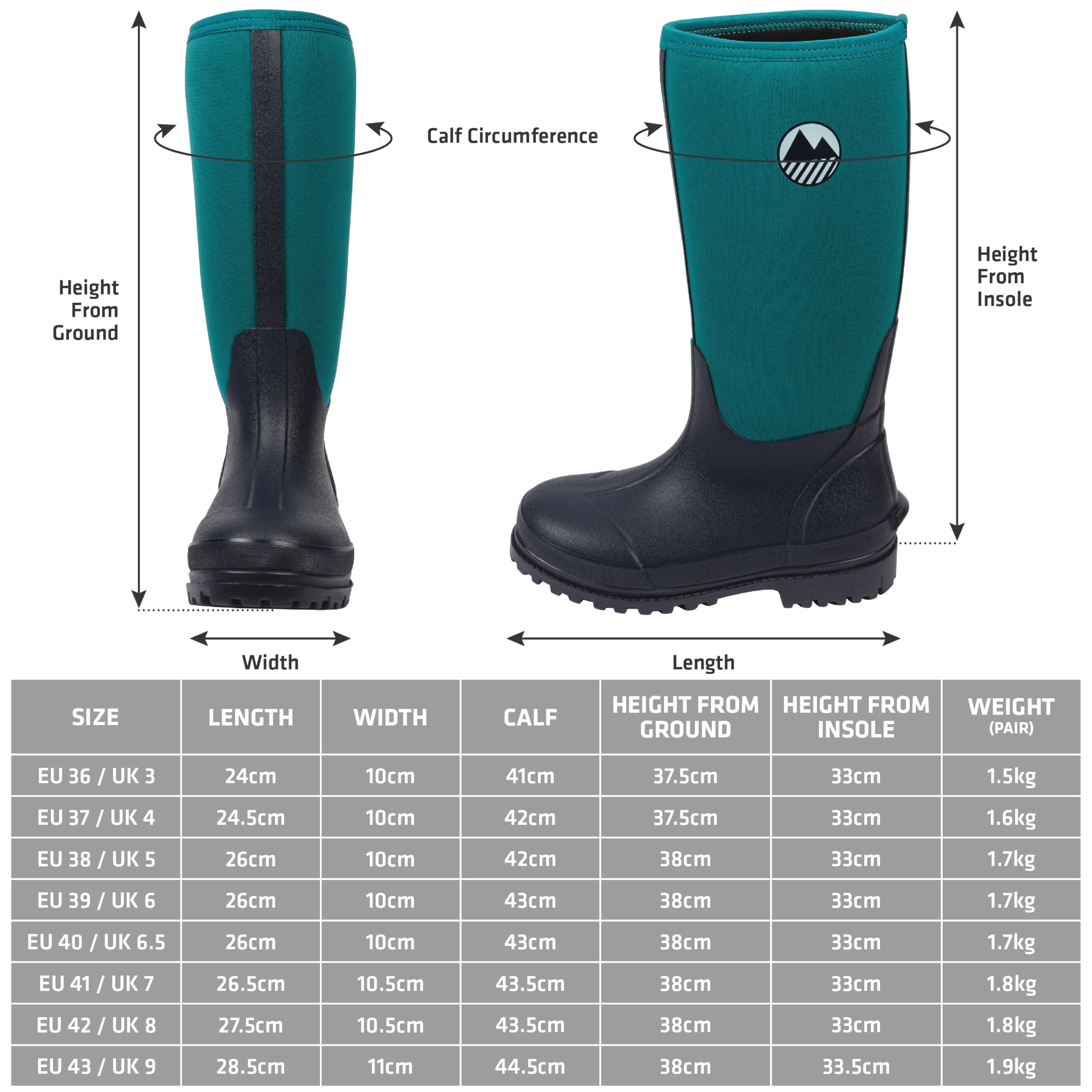 Lakeland Active Women's Rydal Neoprene Insulated Rubber Mucker & Yard Wellington Boots Warm Lined Fully Knee High Waterproof Wellies in Black, Moss Green, Navy Blue & Plum