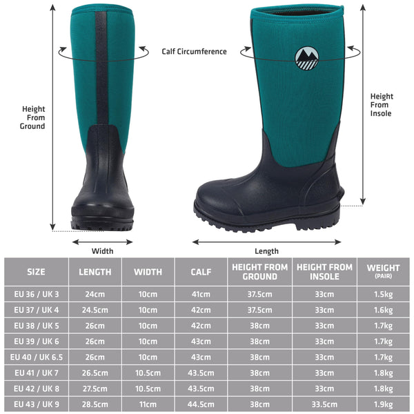 Lakeland Active Women's Rydal Neoprene Insulated Rubber Mucker & Yard Wellington Boots Warm Lined Fully Knee High Waterproof Wellies in Black, Moss Green, Navy Blue & Plum