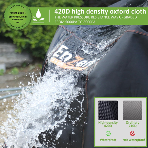 Enzeno l shaped garden sofa covers waterproof,420D Oxford Fabric outdoor sofa cover, Rattan Corner Furniture Cover with Waterproof Tape (210x140x75cm)