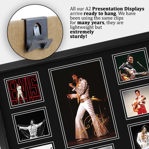 HWC Trading FR A2 Elvis Presley Gifts Deluxe Printed Signed Autograph Picture for The King of Rock and Roll - A2 Framed