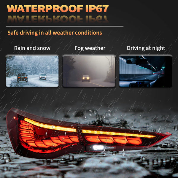 VLAND OLED Rear Lights Compatible With 4 Series G22/G23/G26, M4 G82 G83 2021-2023, Tail Lights Assembly w/Startup dynamic display - Smoked