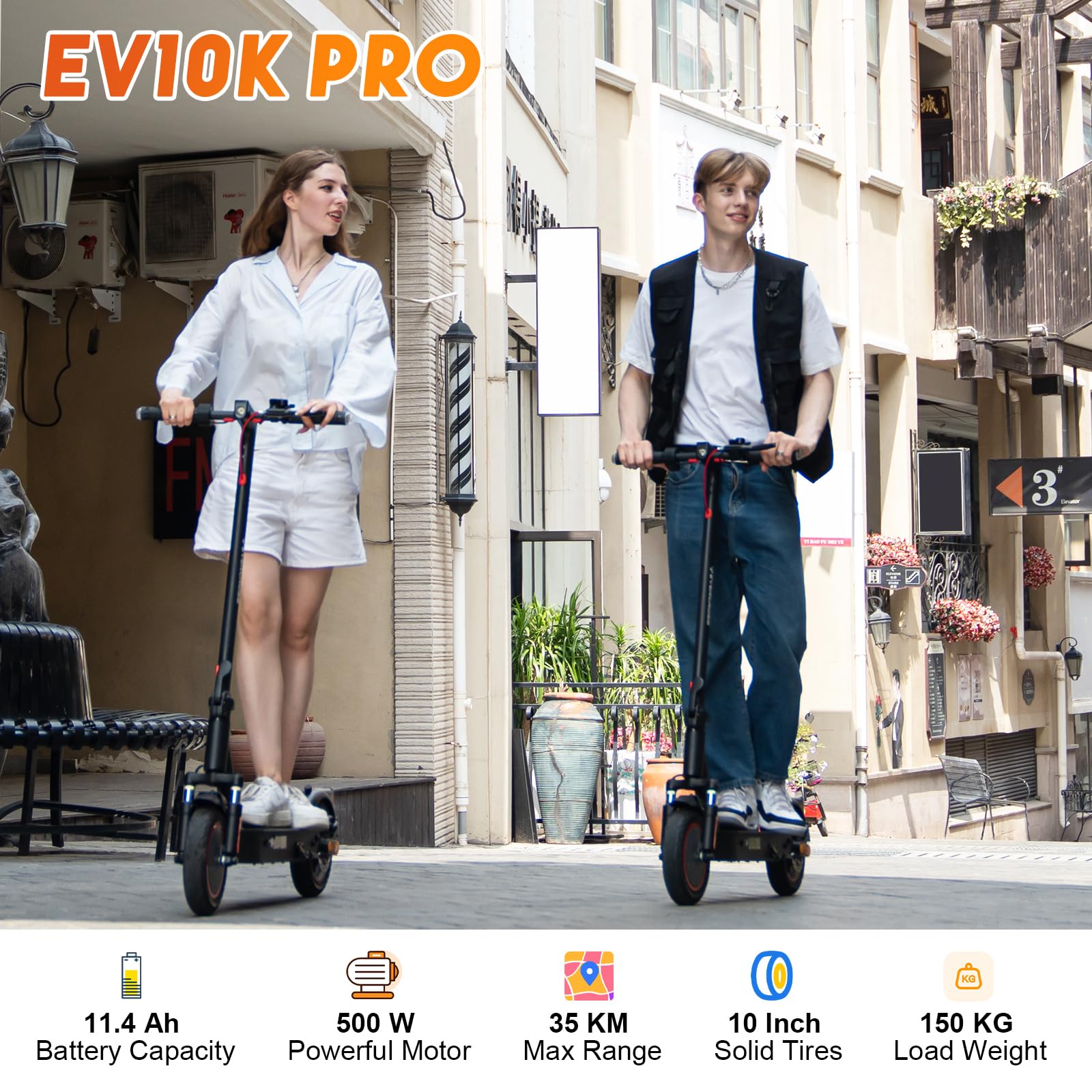 EVERCROSS EV85F/EV10K PRO Electric Scooters Adults, 8.5''/10'' E-Scooter Foldable - APP, 350W/500W Motor, 7.8AH/11.4AH Battery, 15KG/16KG weight, 3 Speed Modes, Dual shock absorbers