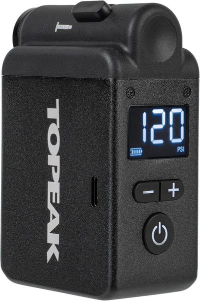 Topeak E-Booster Digital Electric Pump with Digital Gauge for Bicycle Tyres, Black
