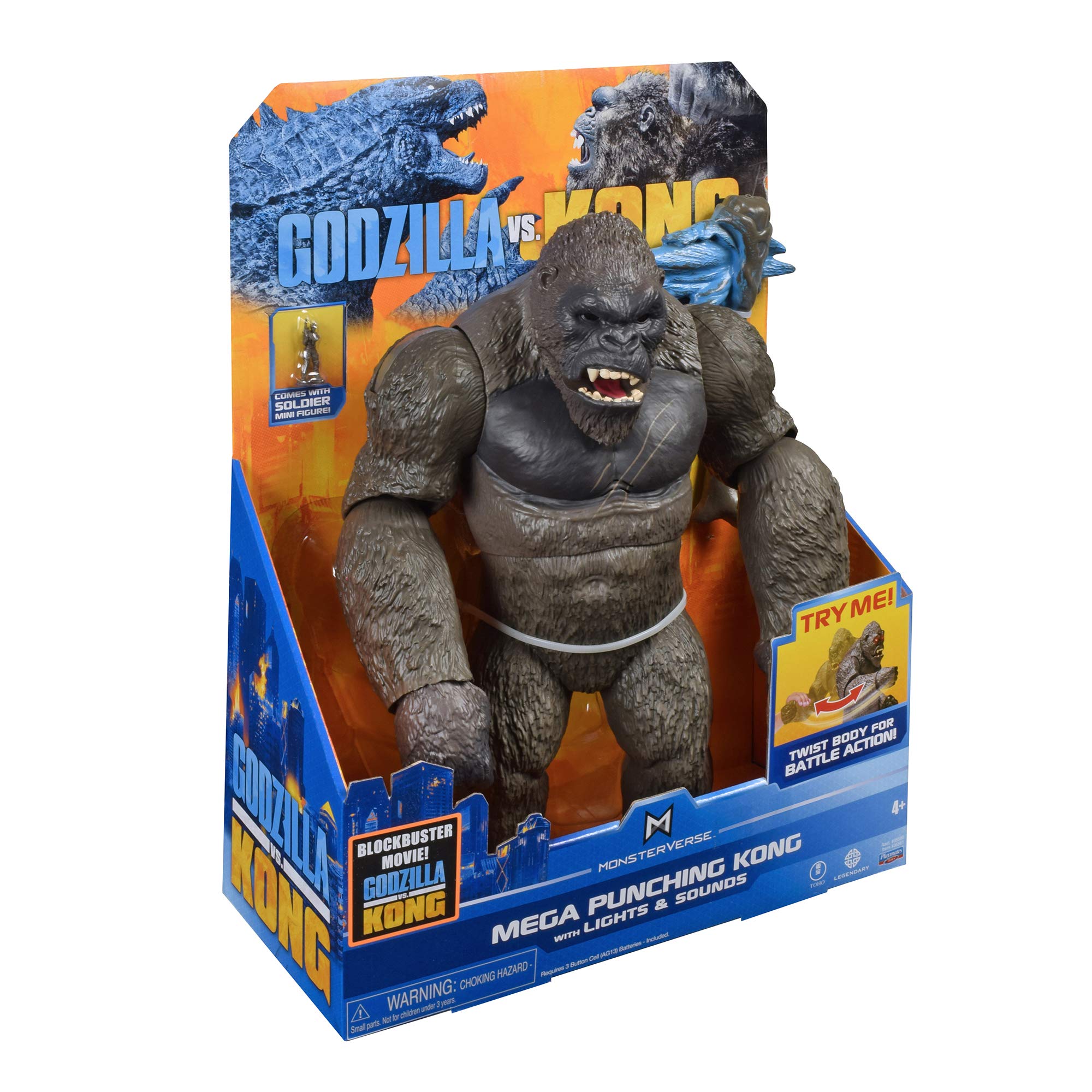 MonsterVerse Godzilla vs Kong 13 Inch Collectable Articulated Mega Kong Action Figure in Black, With Lights and Battle Sounds, Suitable for Ages 4 Years+