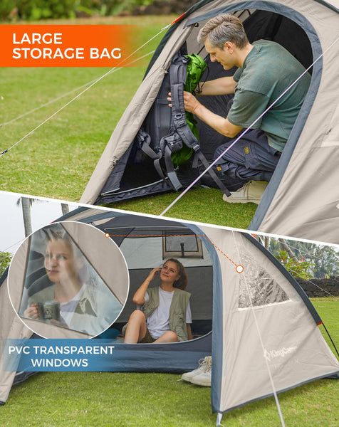 KingCamp Camping Tent for 4 Man, Ultralight Waterproof Dome Tent, Compact and Backpack-Friendly, Ideal Tent for Camping, Trekking and Outdoors