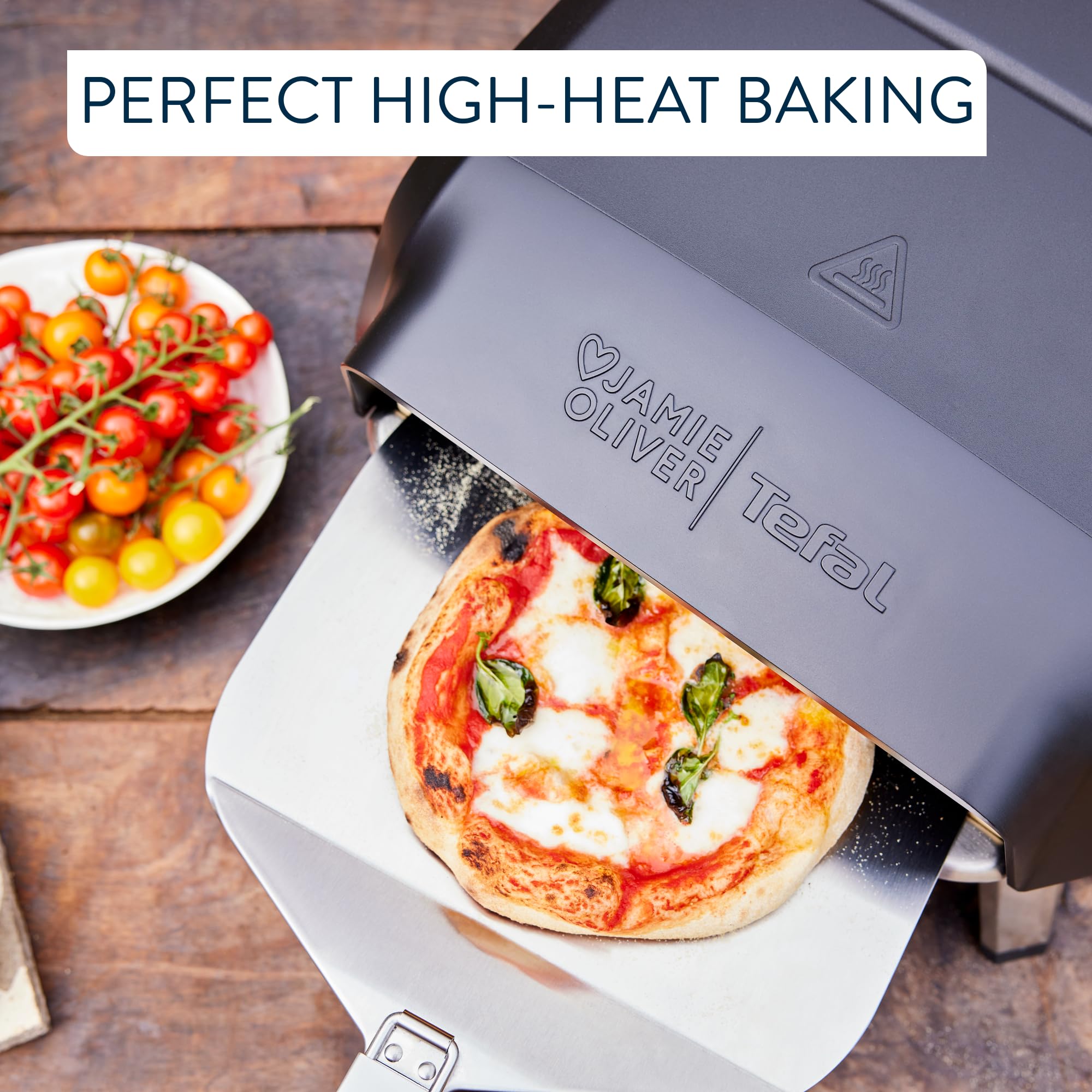 Jamie Oliver by Tefal Outdoor Gas Pizza Oven, Rotating Stone for Homemade Pizza, Pizza Parties, includes Pizza Peel, Gas Hose and Regulator, portable, foldable legs, black JM4168G0