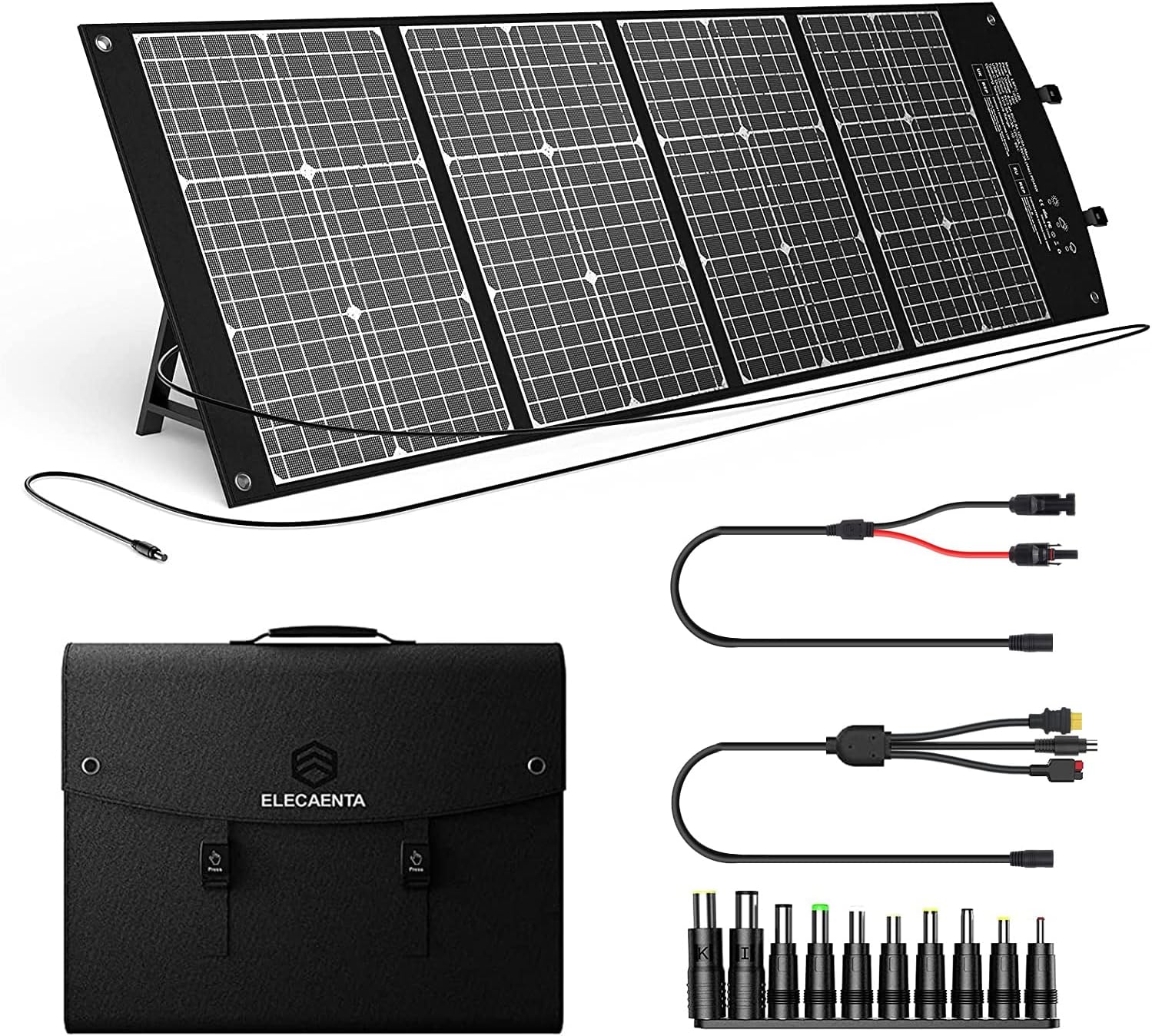 ELECAENTA 60W Foldable Solar Panel ETFE Solar Charger USB-C PD45W QC3.0 DC 18V for Portable Solar Generator Power Station Smartphones Outdoor Power Backup Waterproof Dustproof, 1.6KG